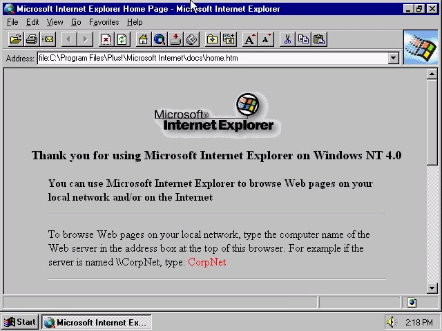 internet explorer window