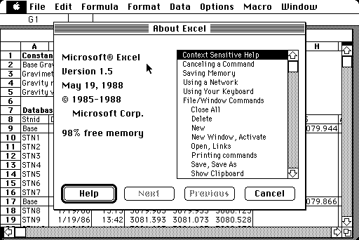 38 Years of Microsoft Excel Design History - 71 Images - Version