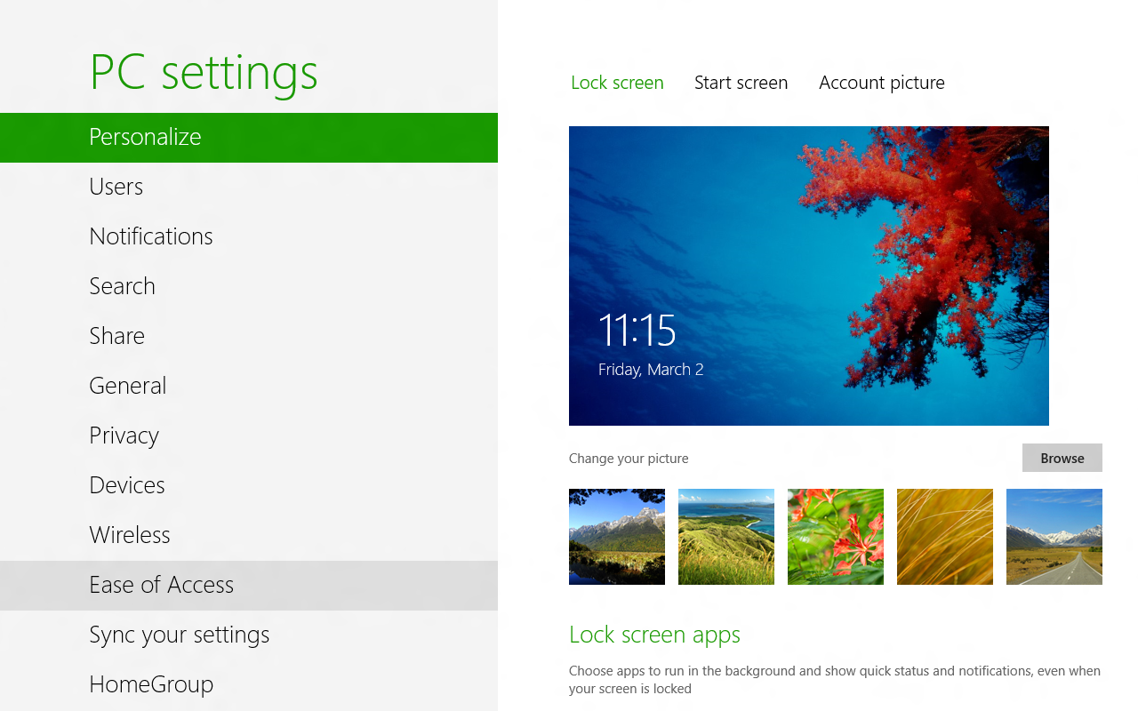 Windows 8 PC Settings (2012)