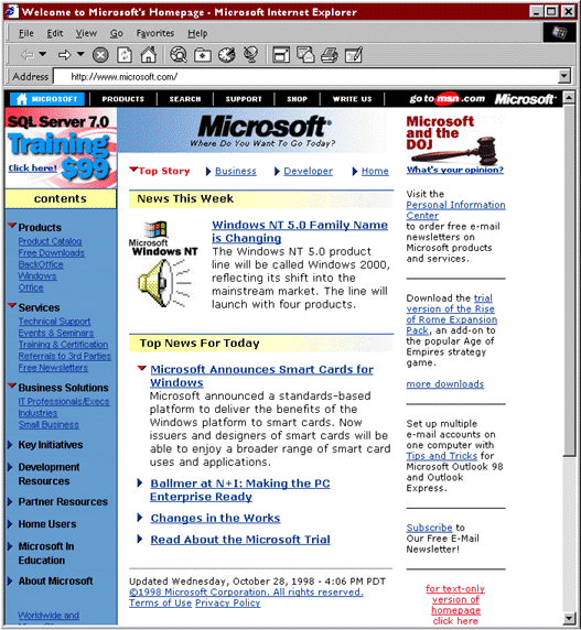 Microsoft Games in 2001 - Web Design Museum