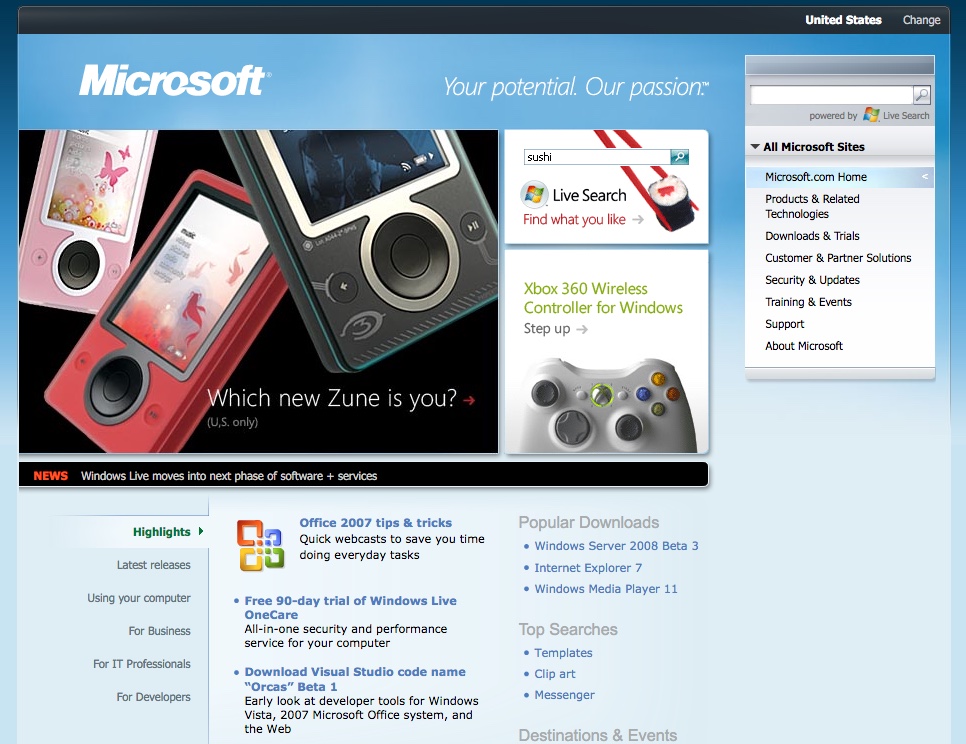 Microsoft Games in 2001 - Web Design Museum